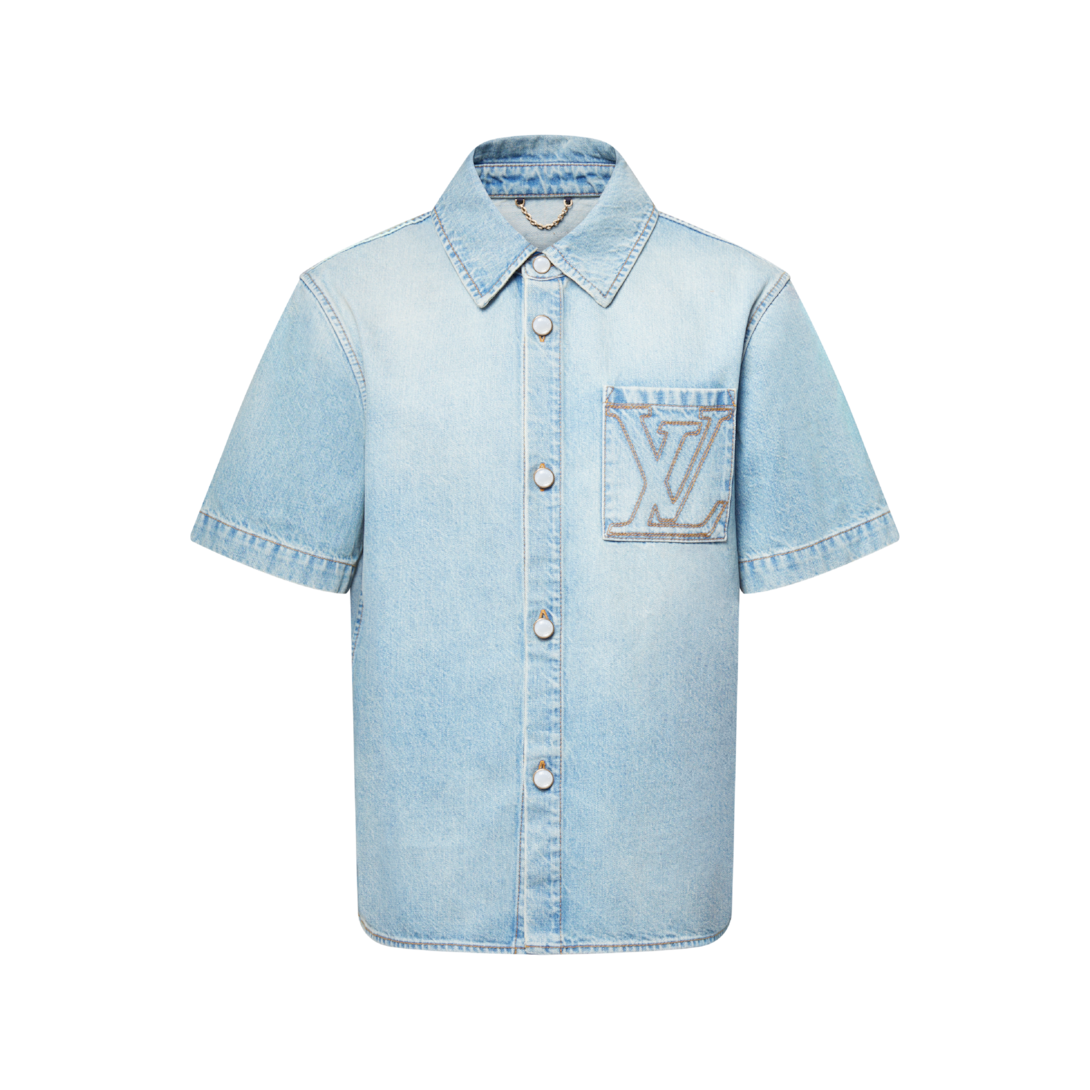 LOUIS デニム半袖シャツ Vuitton Louis VUITTON（ルイ・ヴィトン） 半袖デニムシャツ モノグラム 23AW トップス